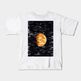 Partial Orange Bright Moon Close Up At Night. For Moon Lovers. Kids T-Shirt